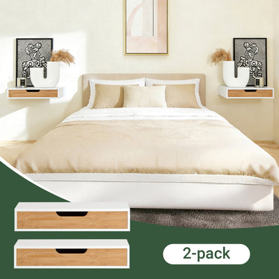 SoBuy FRG92-WNX2, Set 2 of Floating Shelf Storage Display, Wall Mounted Drawer, White