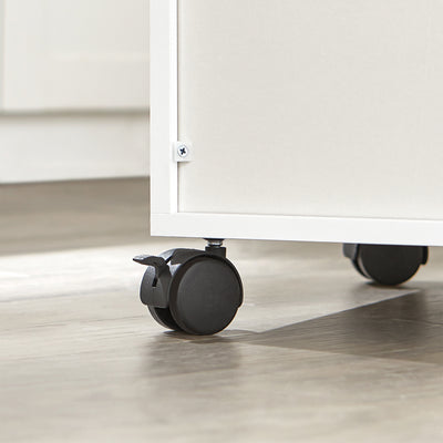 SoBuy FSB09-W Kitchen Trolley Kitchen Island with Wheels Microwave Stand Storage Unit Coffee Station Cabinet Small Mobile Cart Cabinet for Home, Office or Dining Room 92x59x40cm, White