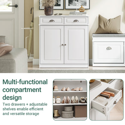 SoBuy FSB104-W, Shoe Storage Cabinet White, Shoe Cupboard for 12-15 Pairs of Shoes, Easy to Assemble, for Hallway, Living Room or Kitchen, MDF (E1) - 100x19x107cm