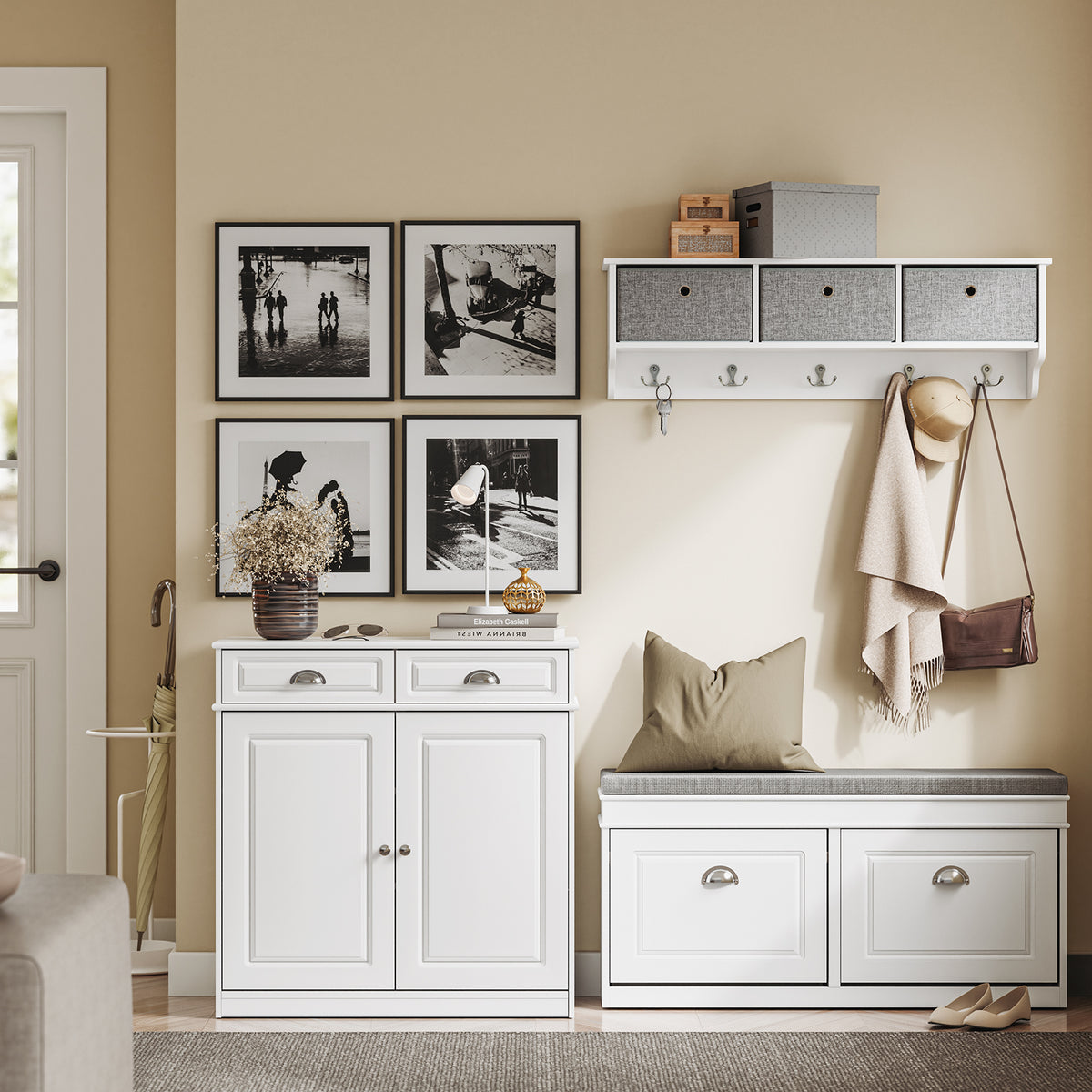 SoBuy FSB104-W, Shoe Storage Cabinet White, Shoe Cupboard for 12-15 Pairs of Shoes, Easy to Assemble, for Hallway, Living Room or Kitchen, MDF (E1) - 100x19x107cm