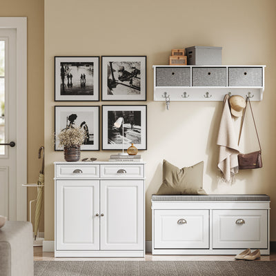 SoBuy FSB104-W, Shoe Storage Cabinet White, Shoe Cupboard for 12-15 Pairs of Shoes, Easy to Assemble, for Hallway, Living Room or Kitchen, MDF (E1) - 100x19x107cm