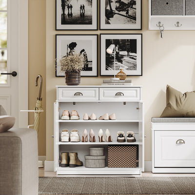 SoBuy FSB104-W, Shoe Storage Cabinet White, Shoe Cupboard for 12-15 Pairs of Shoes, Easy to Assemble, for Hallway, Living Room or Kitchen, MDF (E1) - 100x19x107cm