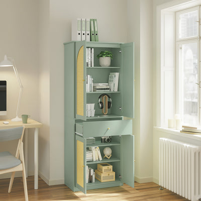 SoBuy FSB107-GR, Tall Shoe Cabinet with 4 Doors & Hanging Rod, Rattan, Green, 70x34x180cm - view 11