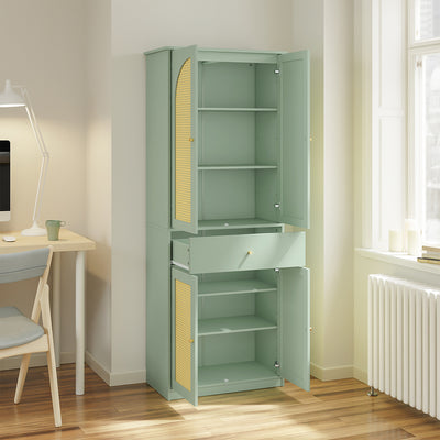 SoBuy FSB107-GR, Tall Shoe Cabinet with 4 Doors & Hanging Rod, Rattan, Green, 70x34x180cm - view 12