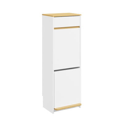 SoBuy FSB112-WN, Tilt Out Rubbish Bin Cabinet for 2 Bins, Narrow, White, 35x25x101.7cm - view 1