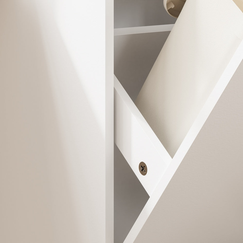 SoBuy FSB112-WN, Tilt Out Rubbish Bin Cabinet for 2 Bins, Narrow, White, 35x25x101.7cm - view 8