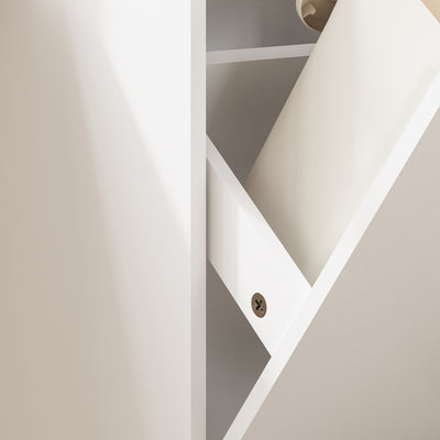 SoBuy FSB112-WN, Tilt Out Rubbish Bin Cabinet for 2 Bins, Narrow, White, 35x25x101.7cm - view 8