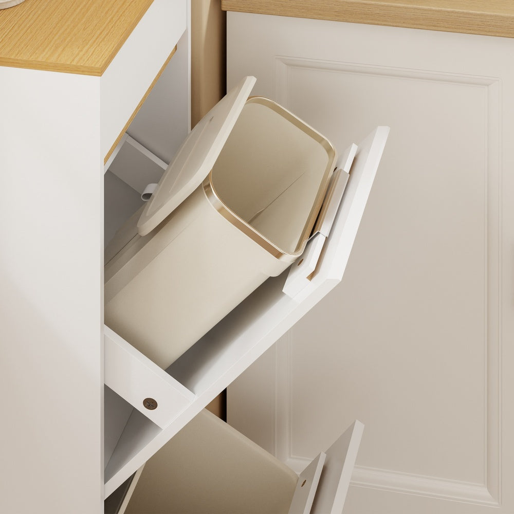 SoBuy FSB112-WN, Tilt Out Rubbish Bin Cabinet for 2 Bins, Narrow, White, 35x25x101.7cm - view 9