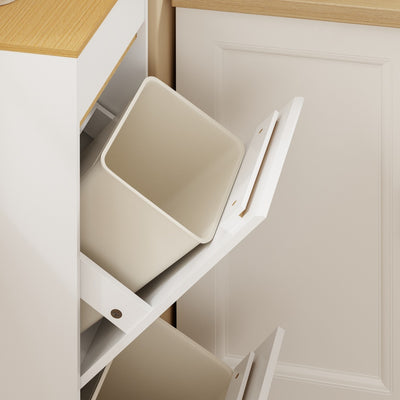SoBuy FSB112-WN, Tilt Out Rubbish Bin Cabinet for 2 Bins, Narrow, White, 35x25x101.7cm - view 10