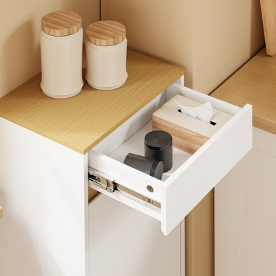 SoBuy FSB112-WN, Tilt Out Rubbish Bin Cabinet for 2 Bins, Narrow, White, 35x25x101.7cm - view 12