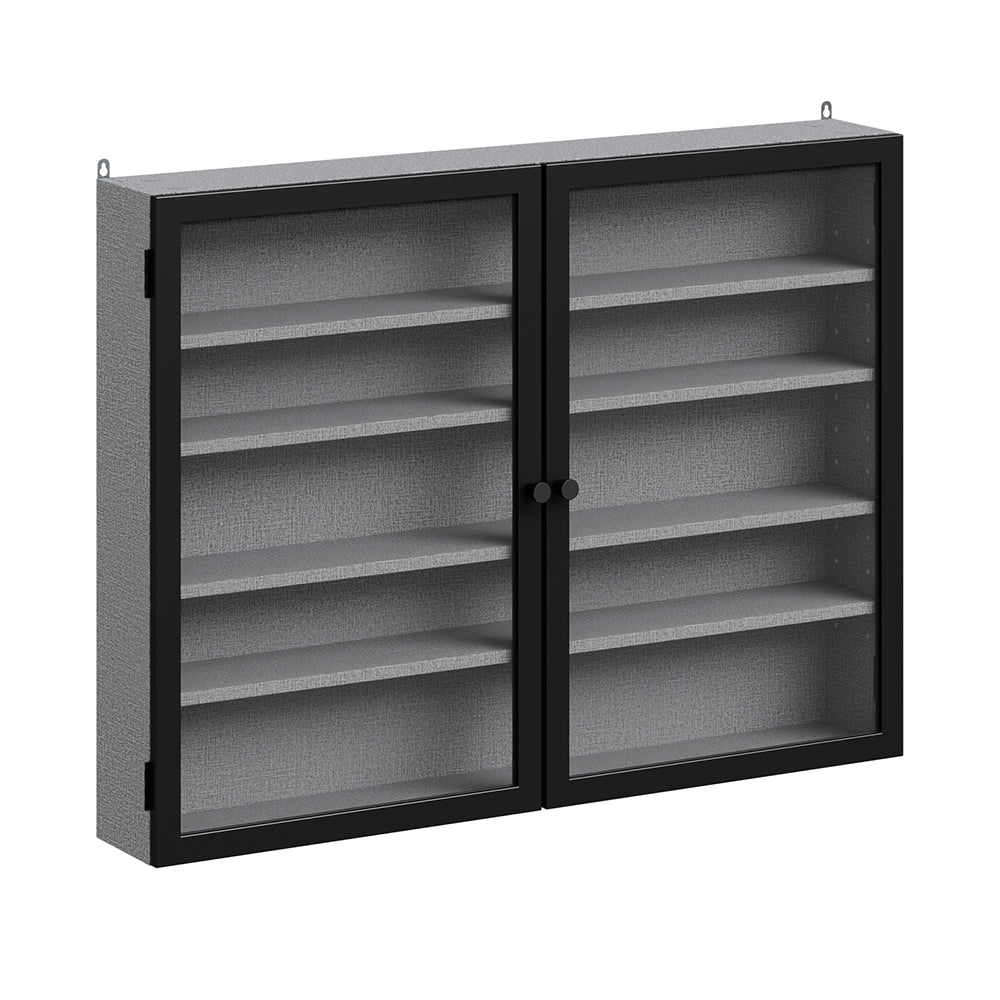 SoBuy FSB113-DG, 5-Tier Wall Display Cabinet with Glass Doors for LEGO & Collectibles, Grey, 80x12.2x60cm - view 1