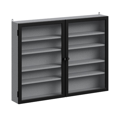 SoBuy FSB113-DG, 5-Tier Wall Display Cabinet with Glass Doors for LEGO & Collectibles, Grey, 80x12.2x60cm - view 1