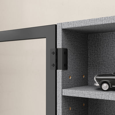 SoBuy FSB113-DG, 5-Tier Wall Display Cabinet with Glass Doors for LEGO & Collectibles, Grey, 80x12.2x60cm - view 6