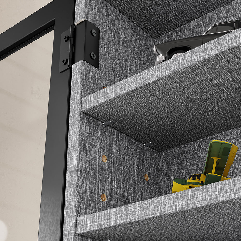 SoBuy FSB113-DG, 5-Tier Wall Display Cabinet with Glass Doors for LEGO & Collectibles, Grey, 80x12.2x60cm - view 7