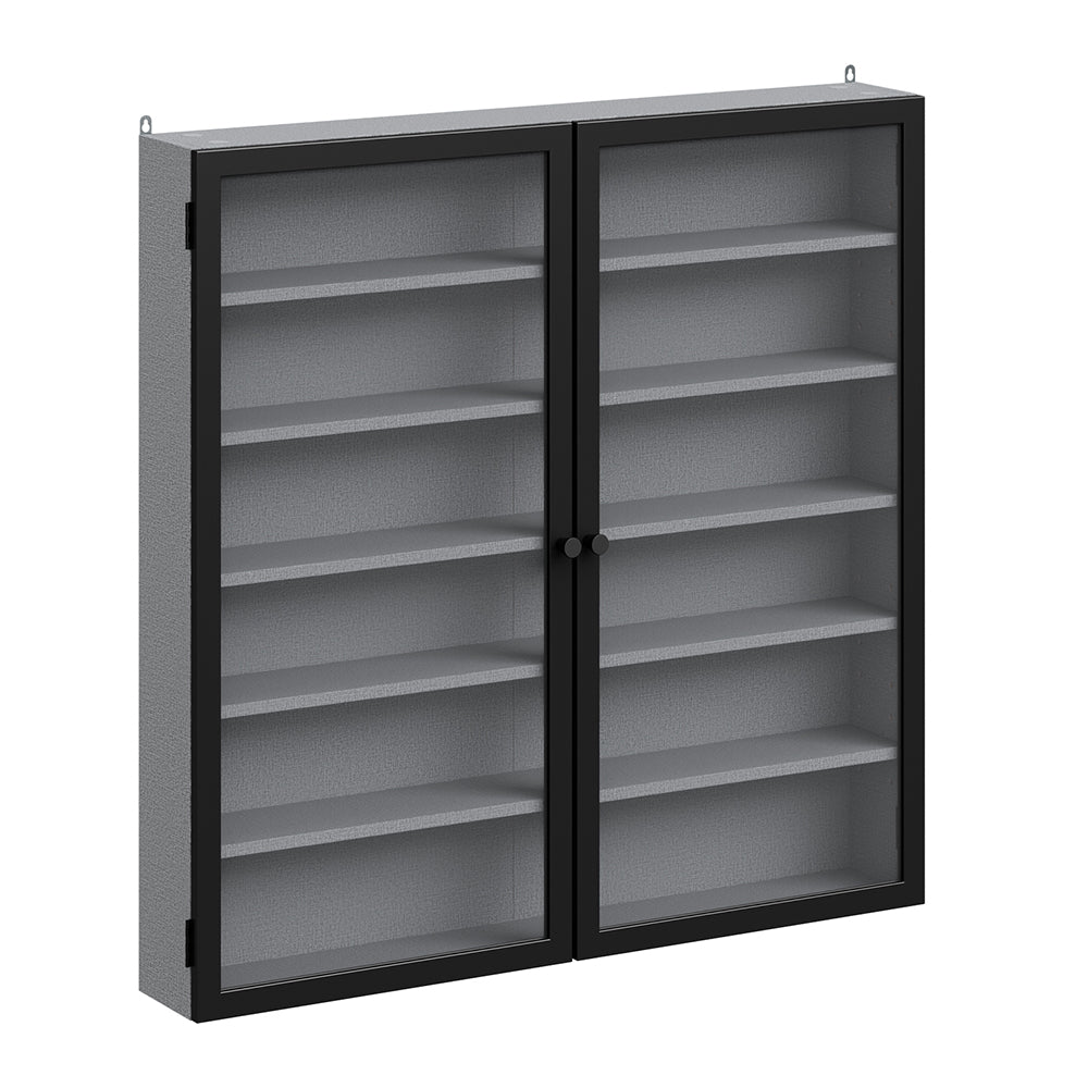 SoBuy FSB113-H-DG, Wall Mounted Cabinet with Glass Doors, 5 Shelves Wall Cupboard, Grey, 80x12.2x80cm - view 1