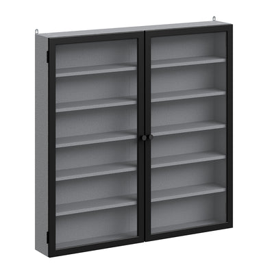SoBuy FSB113-H-DG, Wall Mounted Cabinet with Glass Doors, 5 Shelves Wall Cupboard, Grey, 80x12.2x80cm - view 1