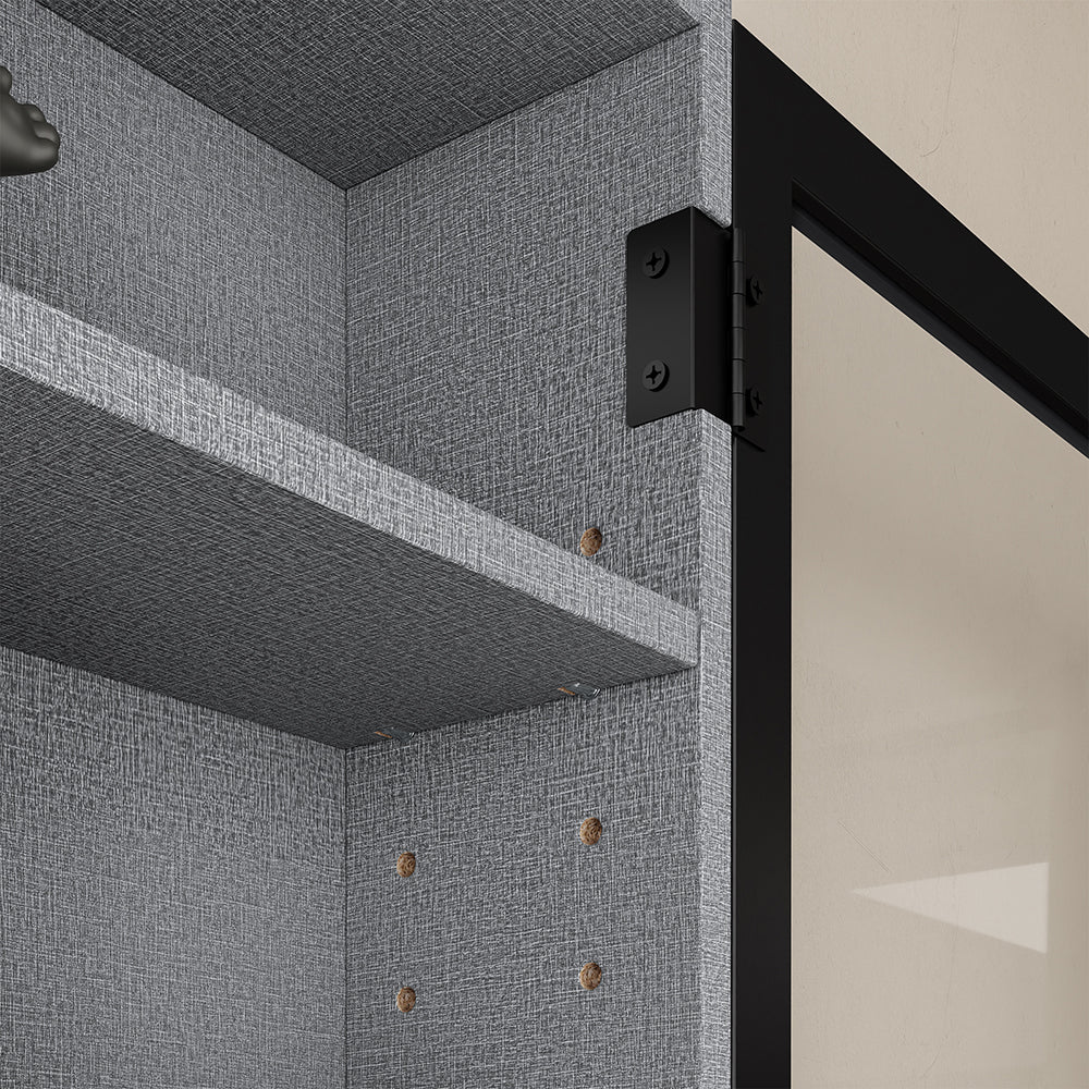 SoBuy FSB113-H-DG, Wall Mounted Cabinet with Glass Doors, 5 Shelves Wall Cupboard, Grey, 80x12.2x80cm - view 6