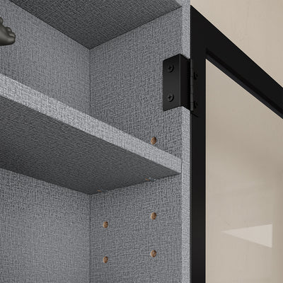 SoBuy FSB113-H-DG, Wall Mounted Cabinet with Glass Doors, 5 Shelves Wall Cupboard, Grey, 80x12.2x80cm - view 6