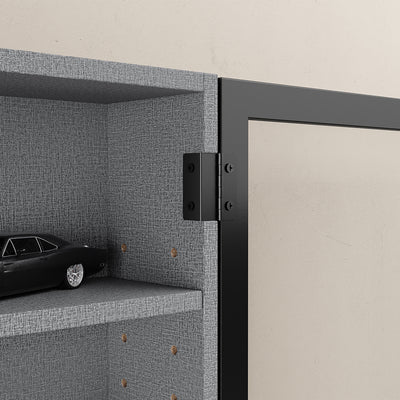 SoBuy FSB113-H-DG, Wall Mounted Cabinet with Glass Doors, 5 Shelves Wall Cupboard, Grey, 80x12.2x80cm - view 7
