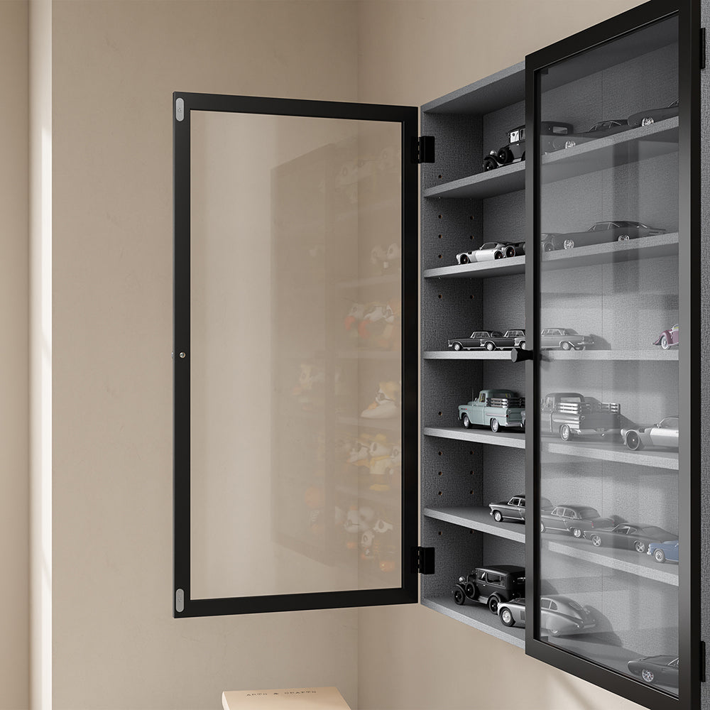 SoBuy FSB113-H-DG, Wall Mounted Cabinet with Glass Doors, 5 Shelves Wall Cupboard, Grey, 80x12.2x80cm - view 8