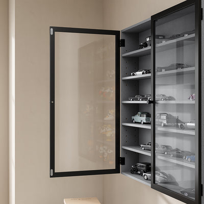 SoBuy FSB113-H-DG, Wall Mounted Cabinet with Glass Doors, 5 Shelves Wall Cupboard, Grey, 80x12.2x80cm - view 8