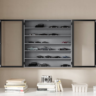 SoBuy FSB113-H-DG, Wall Mounted Cabinet with Glass Doors, 5 Shelves Wall Cupboard, Grey, 80x12.2x80cm - view 9