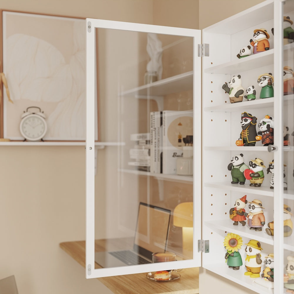 SoBuy FSB113-H-W, White Wall Cabinet with Glass Doors, Adjustable Shelves & Brackets, White, 80x12x80cm - view 11