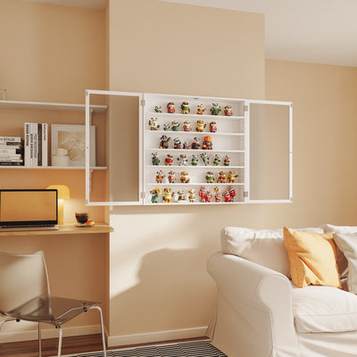 SoBuy FSB113-H-W, White Wall Cabinet with Glass Doors, Adjustable Shelves & Brackets, White, 80x12x80cm - view 12