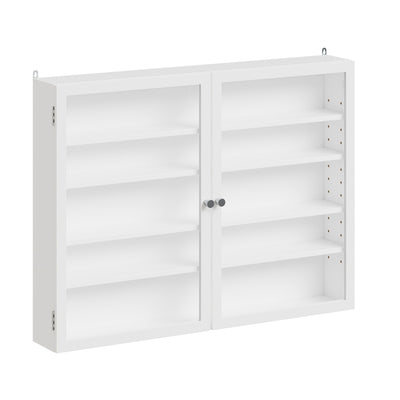 SoBuy FSB113-W, Wooden Wall Cabinet with 2 Doors, Adjustable Shelves Display Cupboard, White, 80x12.2x60cm - view 1
