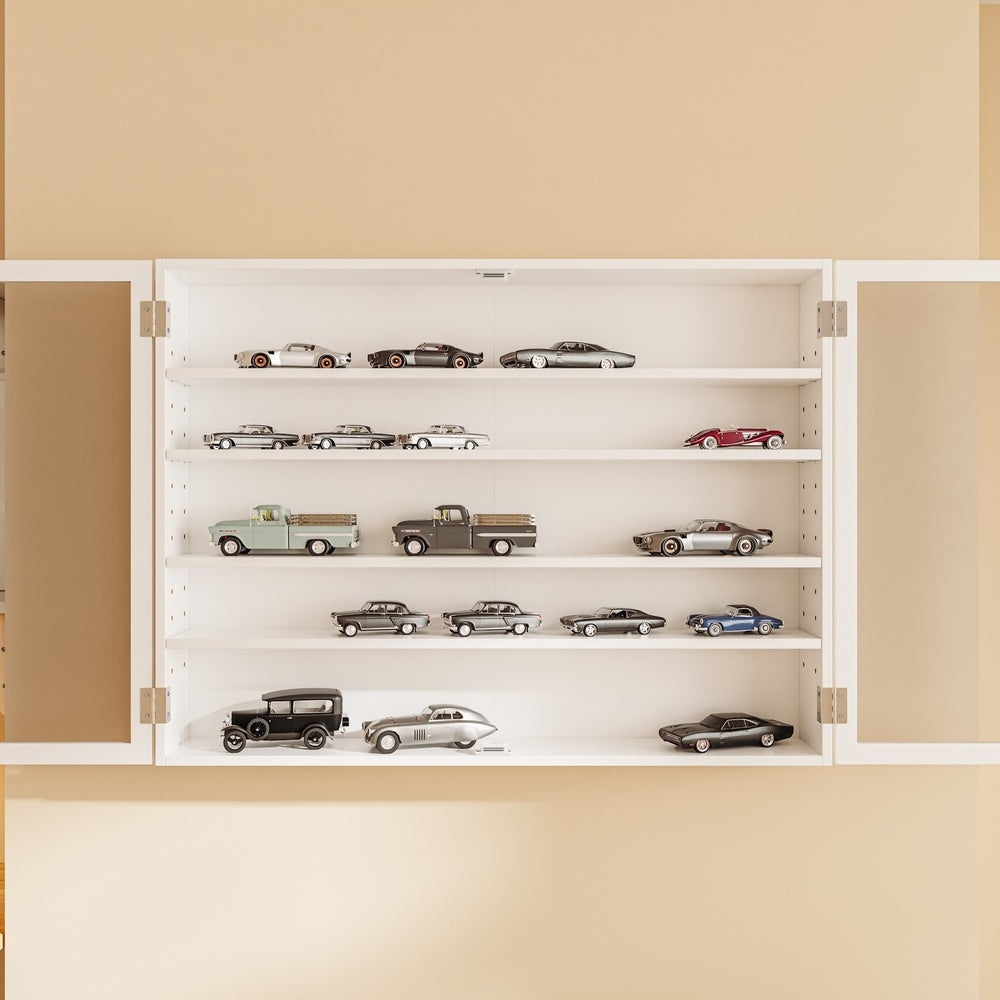 SoBuy FSB113-W, Wooden Wall Cabinet with 2 Doors, Adjustable Shelves Display Cupboard, White, 80x12.2x60cm - view 9