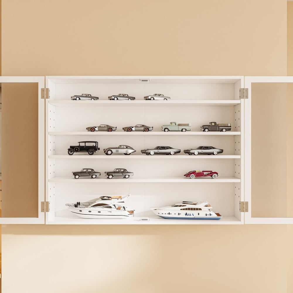 SoBuy FSB113-W, Wooden Wall Cabinet with 2 Doors, Adjustable Shelves Display Cupboard, White, 80x12.2x60cm - view 10