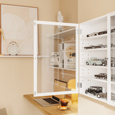 SoBuy FSB113-W, Wooden Wall Cabinet with 2 Doors, Adjustable Shelves Display Cupboard, White, 80x12.2x60cm - view 11