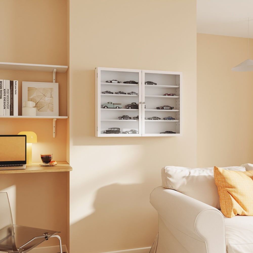 SoBuy FSB113-W, Wooden Wall Cabinet with 2 Doors, Adjustable Shelves Display Cupboard, White, 80x12.2x60cm - view 2