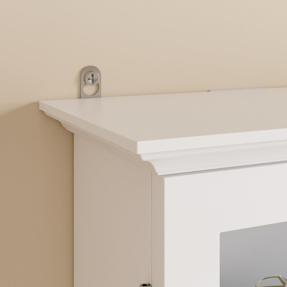 SoBuy FSB114-E-W, Wall Mounted Cabinet with Glass Doors, Adjustable Shelves & Hooks, White, 68x13.5x68.5cm - view 4