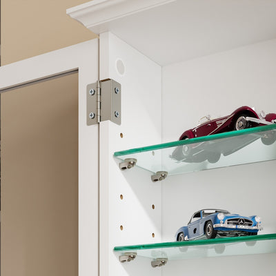 SoBuy FSB114-E-W, Wall Mounted Cabinet with Glass Doors, Adjustable Shelves & Hooks, White, 68x13.5x68.5cm - view 5