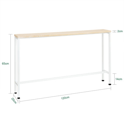 SoBuy FSB19-Z Slim Console Table for Hallway - Modern Sofa Table for Living Room & Entryway - Adjustable Feet, MDF Wood Effect, Metal Frame - W120 x D20 x H65cm, 50kg Capacity