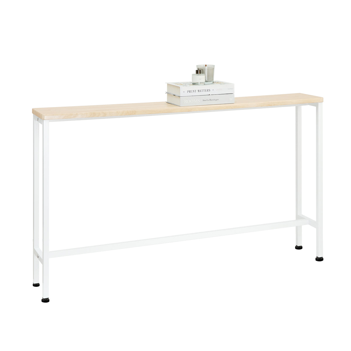 SoBuy FSB19-Z Slim Console Table for Hallway - Modern Sofa Table for Living Room & Entryway - Adjustable Feet, MDF Wood Effect, Metal Frame - W120 x D20 x H65cm, 50kg Capacity