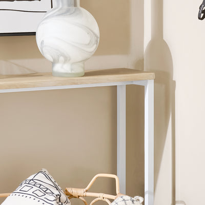SoBuy FSB19-Z Slim Console Table for Hallway - Modern Sofa Table for Living Room & Entryway - Adjustable Feet, MDF Wood Effect, Metal Frame - W120 x D20 x H65cm, 50kg Capacity