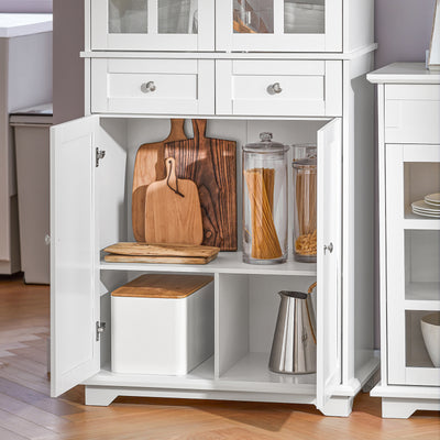 SoBuy FSB76-W, Tall Cupboard with 2 Cabinets and 2 Drawers, Kitchen Dining Room Living Room Tall Cabinet Cupboard Sideboard, White