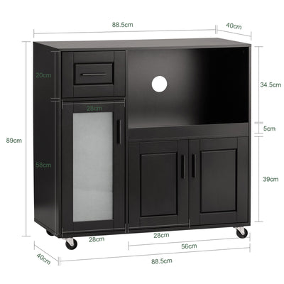 SoBuy FSB78-SCH, Sideboard Microwave Cabinet Dining Room Cupboard Kitchen Trolley, Black