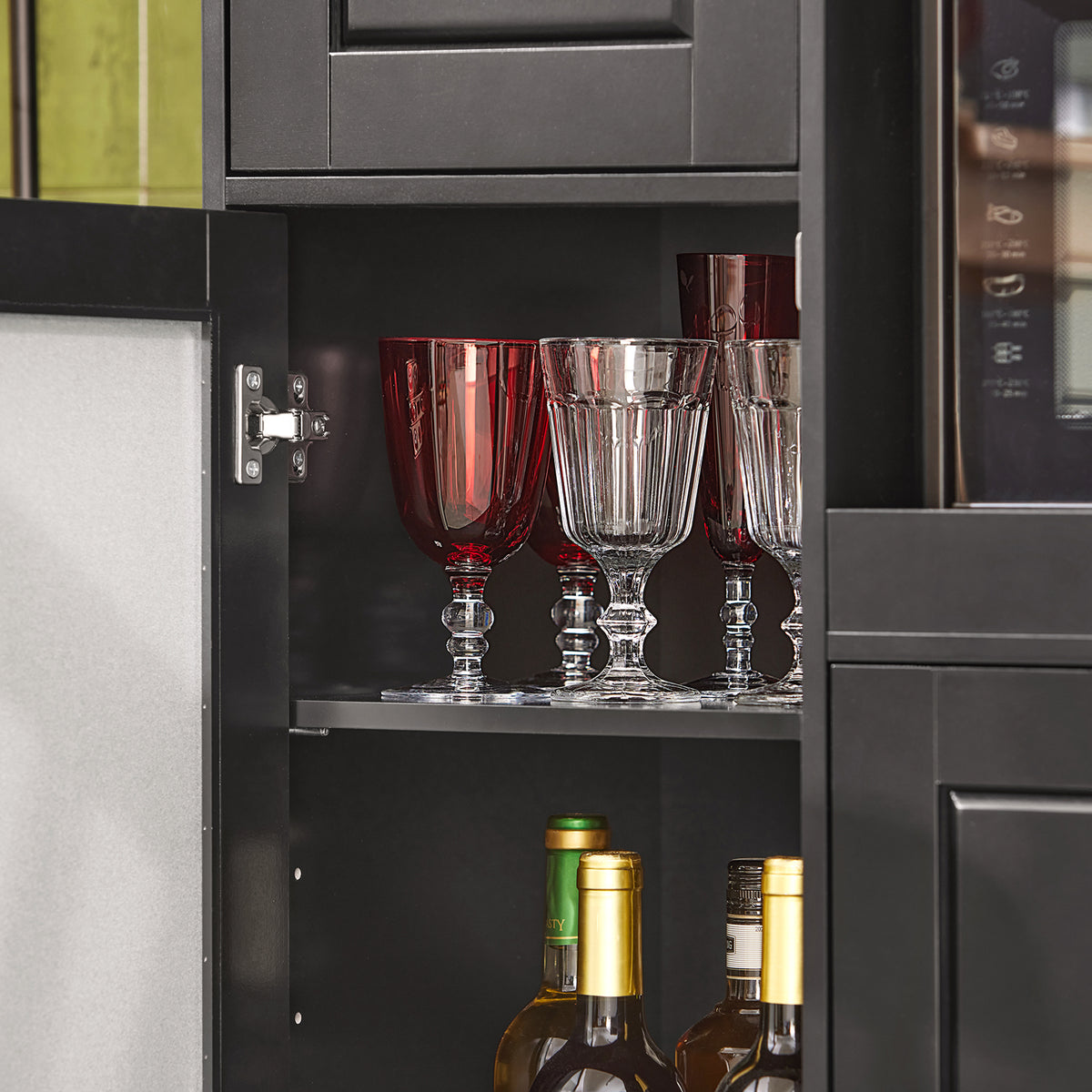 SoBuy FSB78-SCH, Sideboard Microwave Cabinet Dining Room Cupboard Kitchen Trolley, Black