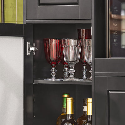 SoBuy FSB78-SCH, Sideboard Microwave Cabinet Dining Room Cupboard Kitchen Trolley, Black