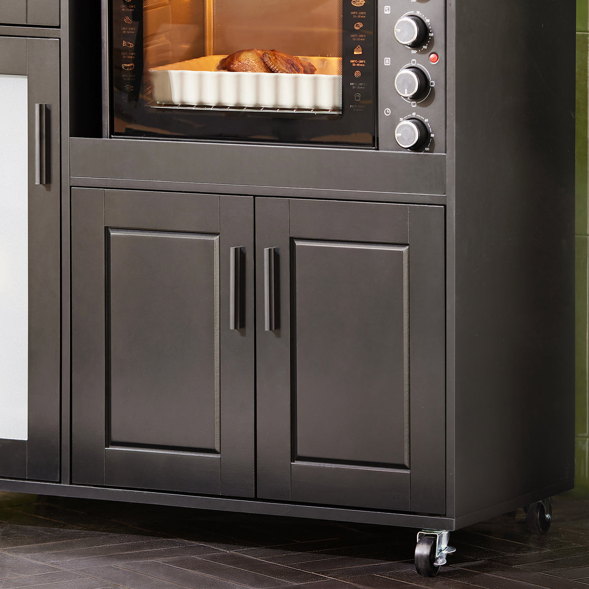 SoBuy FSB78-SCH, Sideboard Microwave Cabinet Dining Room Cupboard Kitchen Trolley, Black