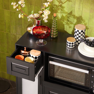 SoBuy FSB78-SCH, Sideboard Microwave Cabinet Dining Room Cupboard Kitchen Trolley, Black