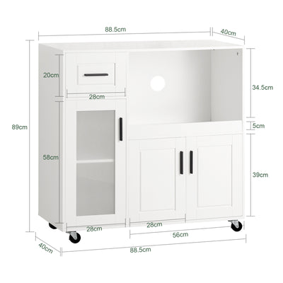 SoBuy FSB78-W, Sideboard Microwave Cabinet Dining Room Cupboard Kitchen Trolley, White