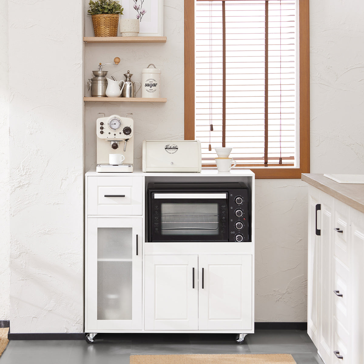SoBuy FSB78-W, Sideboard Microwave Cabinet Dining Room Cupboard Kitchen Trolley, White