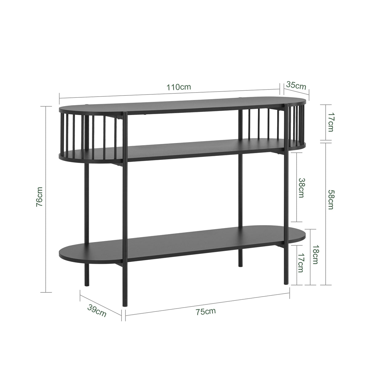 SoBuy FSB90-SCH, Industrial Console Table with Storage – Slim Wood and Black Metal Hallway Table, Multifunctional Narrow Console for Entryway, Living Room or Office 110×39×76 cm
