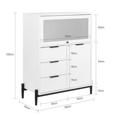 SoBuy FSB94-W, Sideboard Side Cabinet Storage Cabinet Cupboard with 3 Drawers and 2 Doors, White