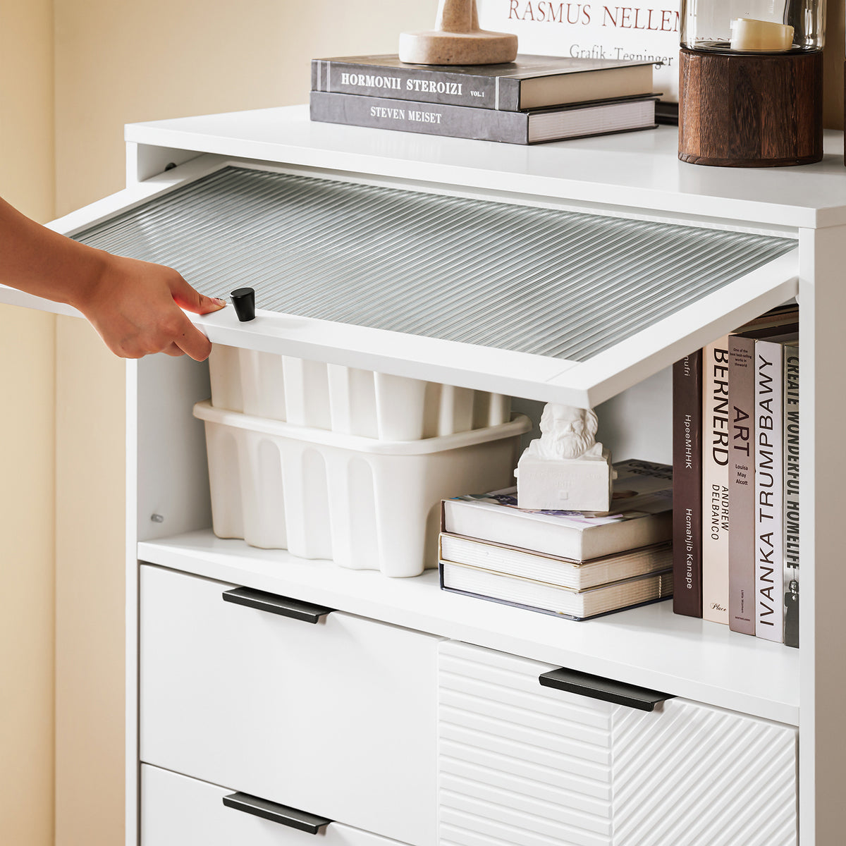 SoBuy FSB94-W, Sideboard Side Cabinet Storage Cabinet Cupboard with 3 Drawers and 2 Doors, White