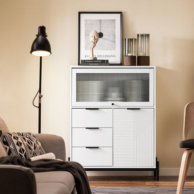 SoBuy FSB94-W, Sideboard Side Cabinet Storage Cabinet Cupboard with 3 Drawers and 2 Doors, White